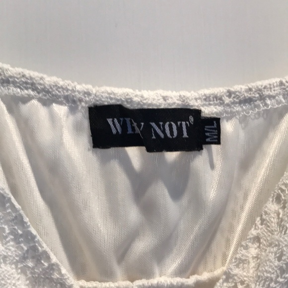 White Eyelet Lace Slip Dress with Lace Detail. - Picture 3 of 4